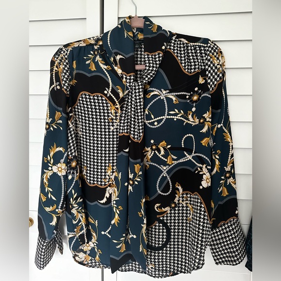 Ann Taylor Business Casual Top Blouse Shirt Houndstooth Floral Pattern Bundle - Picture 2 of 5